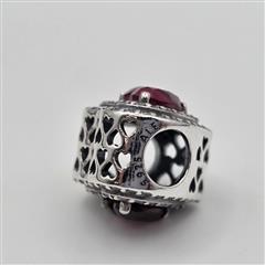 Pandora S925 ALE Sterling Silver Red Sparkling Levelled Heart Charm 799218C02